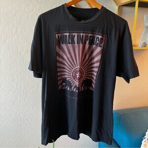 Animal Rights activist vegan Walk in Peace black tee shirt mens size 2XL